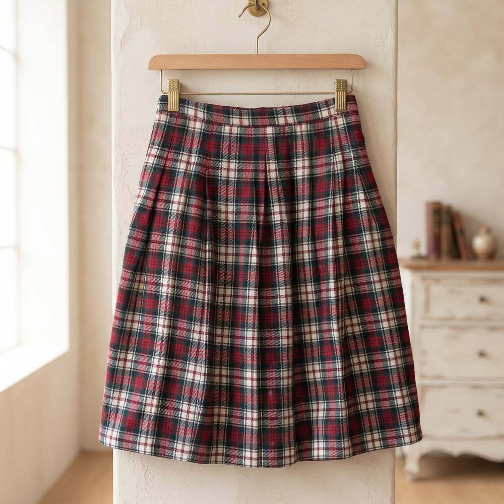 Vintage Pendleton Dress MacDuff Tartan Wool Skirt Petite, Christmas Plaid USA
